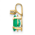 Oval Gemstone & Diamond Birthstone Pendant - 14k Yellow Gold / May – Emerald