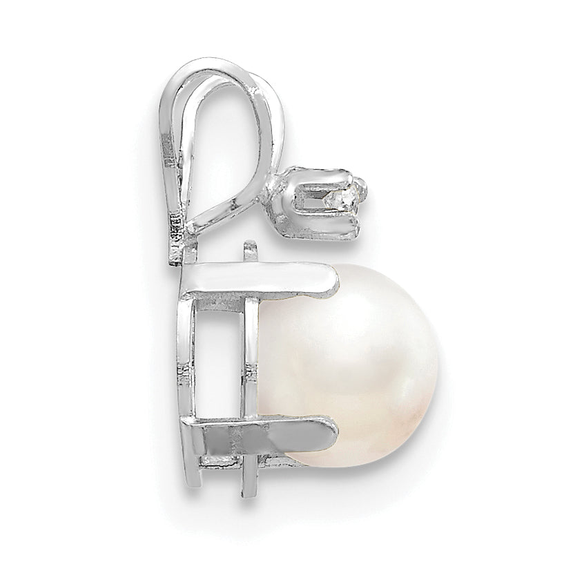 Oval Gemstone & Diamond Birthstone Pendant - 14k White Gold / June – Cultured Pearl