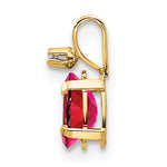 Oval Gemstone & Diamond Birthstone Pendant - 14k Yellow Gold / July – Ruby