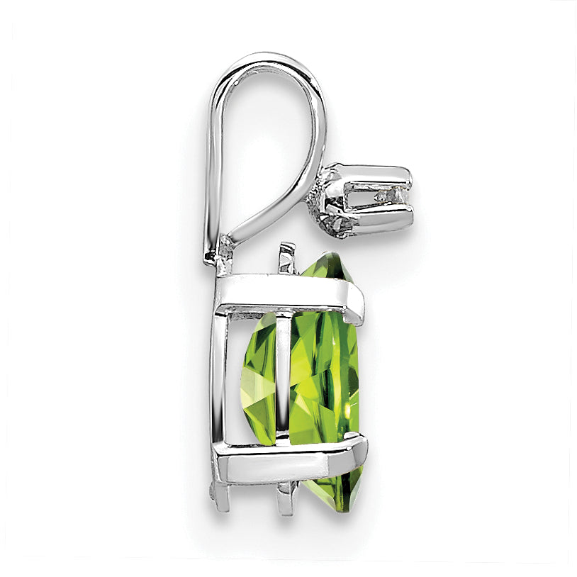 Oval Gemstone & Diamond Birthstone Pendant - 14k White Gold / August – Peridot