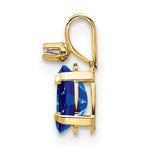 Oval Gemstone & Diamond Birthstone Pendant - 14k Yellow Gold / September – Sapphire