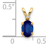 Oval Gemstone & Diamond Birthstone Pendant - 14k Yellow Gold / September – Sapphire