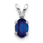 Oval Gemstone & Diamond Birthstone Pendant - 14k White Gold / September – Sapphire