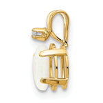 Oval Gemstone & Diamond Birthstone Pendant - 14k Yellow Gold / October – Opal
