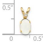 Oval Gemstone & Diamond Birthstone Pendant - 14k Yellow Gold / October – Opal
