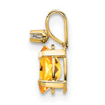 Oval Gemstone & Diamond Birthstone Pendant - 14k Yellow Gold / November – Citrine