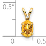 Oval Gemstone & Diamond Birthstone Pendant - 14k Yellow Gold / November – Citrine