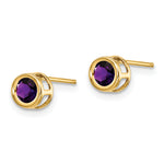 14k Bezel Stud Earrings - 14k Yellow Gold / Amethyst / 4 mm