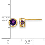 14k Bezel Stud Earrings - 14k Yellow Gold / Amethyst / 4 mm