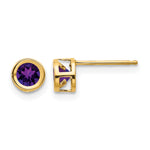 14k Bezel Stud Earrings - 14k Yellow Gold / Amethyst / 4 mm