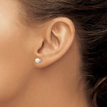 14k Round Gemstone Post Earrings - 14k White Gold / Pearl / 4.5 mm