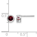 14k Bezel Stud Earrings - 14k White Gold / Garnet / 4 mm