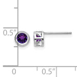 14k Bezel Stud Earrings - 14k White Gold / Amethyst / 4 mm