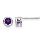 14k Bezel Stud Earrings - 14k White Gold / Amethyst / 4 mm