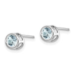 14k Bezel Stud Earrings - 14k White Gold / Aquamarine / 4 mm