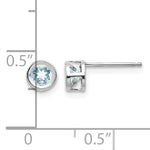 14k Bezel Stud Earrings - 14k White Gold / Aquamarine / 4 mm