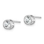 14k Bezel Stud Earrings - 14k White Gold / Topaz (White) / 4 mm