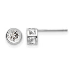 14k Bezel Stud Earrings - 14k White Gold / Topaz (White) / 4 mm