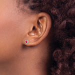 14k Bezel Stud Earrings - 14k White Gold / Ruby / 4 mm