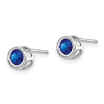 14k Bezel Stud Earrings - 14k White Gold / Sapphire / 4 mm