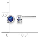 14k Bezel Stud Earrings - 14k White Gold / Sapphire / 4 mm