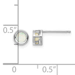14k Bezel Stud Earrings - 14k White Gold / Opal / 4 mm