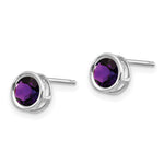 14k Bezel Stud Earrings - 14k White Gold / Amethyst / 5 mm