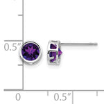14k Bezel Stud Earrings - 14k White Gold / Amethyst / 5 mm