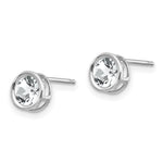 14k Bezel Stud Earrings - 14k White Gold / Topaz (White) / 5 mm