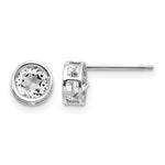 14k Bezel Stud Earrings - 14k White Gold / Topaz (White) / 5 mm