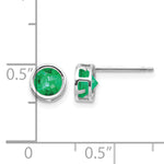 14k Bezel Stud Earrings - 14k White Gold / Emerald / 5 mm