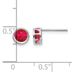 14k Bezel Stud Earrings - 14k White Gold / Ruby / 5 mm