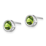 14k Bezel Stud Earrings - 14k White Gold / Peridot / 5 mm