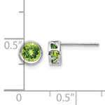 14k Bezel Stud Earrings - 14k White Gold / Peridot / 5 mm