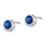 14k Bezel Stud Earrings - 14k White Gold / Sapphire / 5 mm