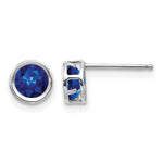 14k Bezel Stud Earrings - 14k White Gold / Sapphire / 5 mm