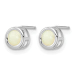 14k Bezel Stud Earrings - 14k White Gold / Opal / 5 mm