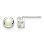 14k Bezel Stud Earrings - 14k White Gold / Opal / 5 mm