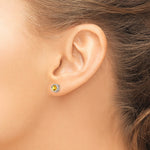 14k Bezel Stud Earrings - 14k White Gold / Citrine / 5 mm