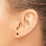 14k Round Gemstone Post Earrings - 14k Yellow Gold / Garnet / 3 mm