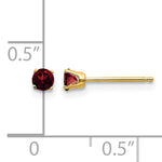14k Round Gemstone Post Earrings - 14k Yellow Gold / Garnet / 3 mm