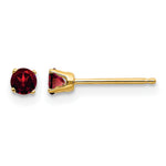 14k Round Gemstone Post Earrings - 14k Yellow Gold / Garnet / 3 mm
