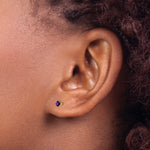14k Round Gemstone Post Earrings - 14k Yellow Gold / Amethyst / 3 mm