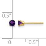 14k Round Gemstone Post Earrings - 14k Yellow Gold / Amethyst / 3 mm