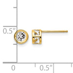 14k Bezel Stud Earrings - 14k Yellow Gold / Topaz (White) / 4 mm