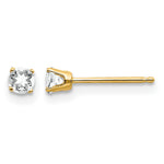14k Round Gemstone Post Earrings - 14k Yellow Gold / Topaz (White) / 3 mm