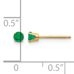14k Round Gemstone Post Earrings - 14k Yellow Gold / Emerald / 3 mm