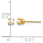 14k Round Gemstone Post Earrings - 14k Yellow Gold / Pearl / 3.00 mm