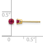 14k Round Gemstone Post Earrings - 14k Yellow Gold / Ruby / 3 mm