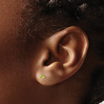 14k Round Gemstone Post Earrings - 14k Yellow Gold / Peridot / 3 mm